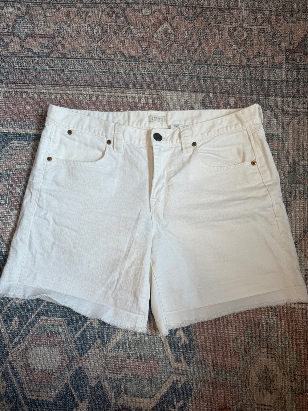 J. Crew White Denim Mid-Rise Jean Shorts